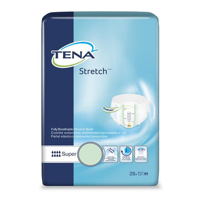 Brief Tena Stretch Adult Unisex Md/Reg 33-52" Super Odor Guard White 56/Ca - Surgical Supplies NY